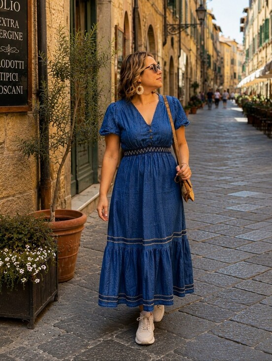 Lapis Dresses & Skirts - Anthropologie LAPIS Tiered Denim Maxi Dress